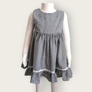Popatu Black and White Gingham Ruffle Dress